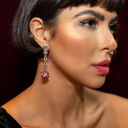 Silver Rubi Wrecking Ball Earring